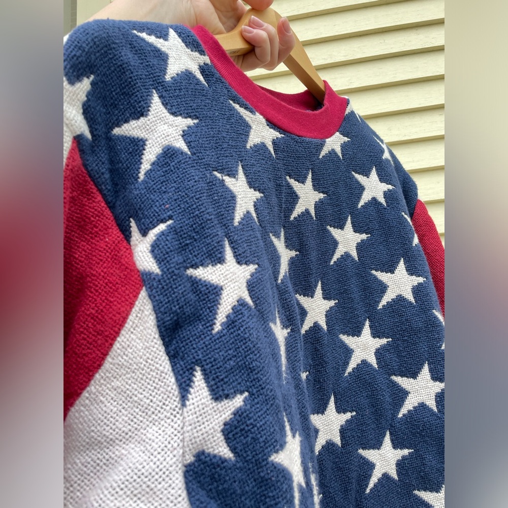 VTG Sugar Street Weavers American Flag Knit Sweater Cotton Vintage - Picture 8 of 10